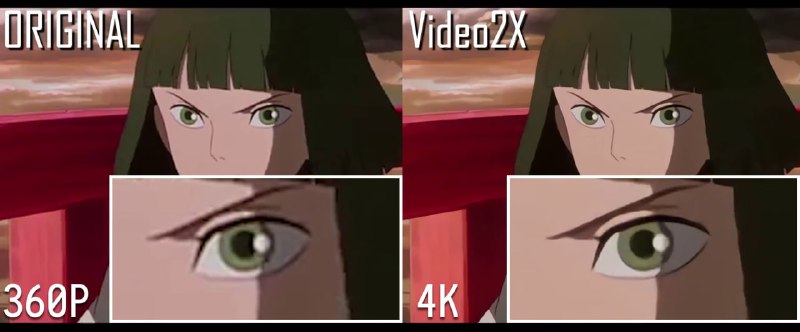 Video2x 开源无损视频、GIF 和 图像放大 工具Video2x 是一个开源的 无损视频、GIF 和图像放大工具，它集成了多种先进算法，包括 waifu2x、Anime4K、SRMD 和 RealSR，以提升媒体文件的分辨率