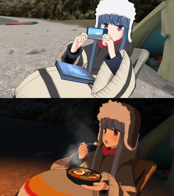 『安卓游戏：摇曳露营本栖湖篇』根据同名动漫改编，支持VR模式；全程配音，玩家和女主享受只属于两个人的悠闲时光；（中文完整版）🏷标签： #安卓游戏———链接：